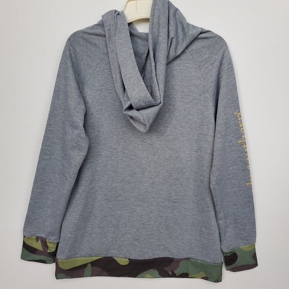 NWT Hoodie SIMPLY Southern Sz Small Grey & Camo - Picture 6 of 9